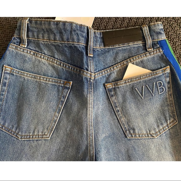 NVT Victoria Beckham Grosgrain Stripe Blue Jeans - Picture 5 of 8